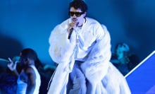 Bad Bunny performs onstage at the 2025 iHeartRadio Music Awards at Dolby Theatre on March 17, 2025 in Hollywood, California