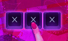 three x keys in a row, woman's finger clicking middle key