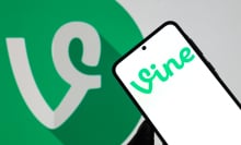 The Vine logo is displayed on a mobile phone with the Vine icon