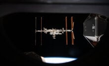 SpaceX Crew Dragon observing ISS in space