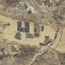 A sprawling expanse of solar panels in China's Kubuqi Desert as viewed by a U.S. Geological Survey Landsat satellite. 