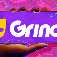 illustration of grindr app name and logo on phone screen