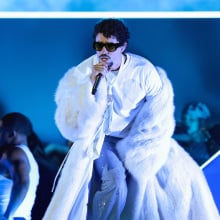 Bad Bunny performs onstage at the 2025 iHeartRadio Music Awards at Dolby Theatre on March 17, 2025 in Hollywood, California