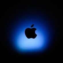 Apple logo against black background