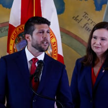 Florida Attorney General James Uthmeier speaks during a ceremony