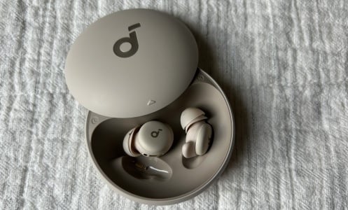 soundcore sleep a20 earbuds on bed