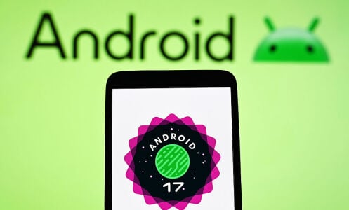 Android 17 logo on phone screen