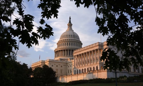 U.S. Capitol Building is seen at sunset