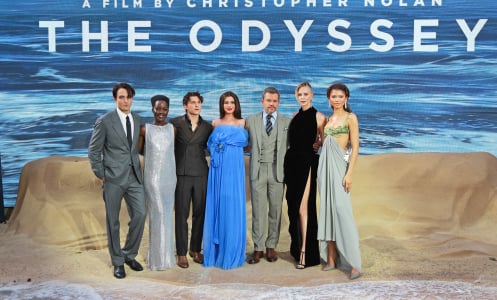 Robert Pattinson, Lupita Nyong'o, Tom Holland, Anne Hathaway, Matt Damon, Charlize Theron and Zendaya attend the World Premiere of "The Odyssey" at Odeon Luxe Leicester Square on July 6, 2026 in London, England