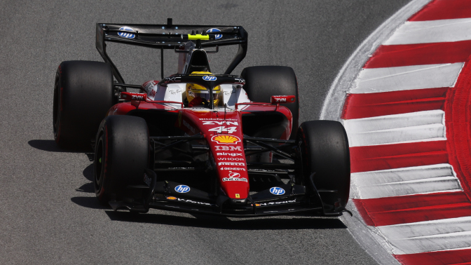 Lewis Hamilton of Ferrari ahead of the Formula 1 Barcelona-Catalunya Grand Prix