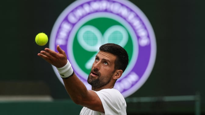 Serbia's Novak Djokovic serves