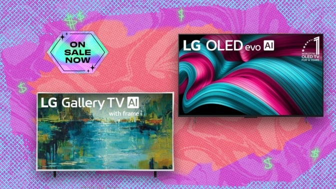 LG TVs on a composite background