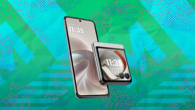 Motorola Razr on composite background