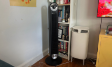 The Dreo tower fan in a living room