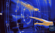 illustration of a person's finger reaching out to tap a touchscreen