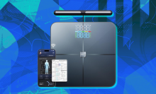 Amzmerit smart scale with blue abstract background