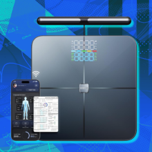 Amzmerit smart scale with blue abstract background