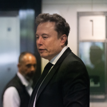 Elon Musk at the Ronald V. Dellums Federal Building on April 28, 2026.