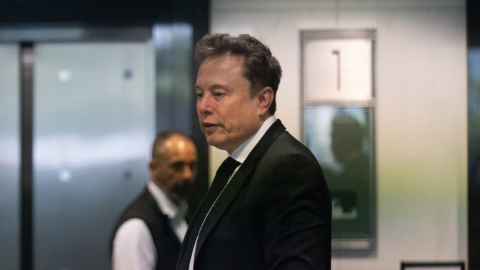 Elon Musk at the Ronald V. Dellums Federal Building on April 28, 2026.